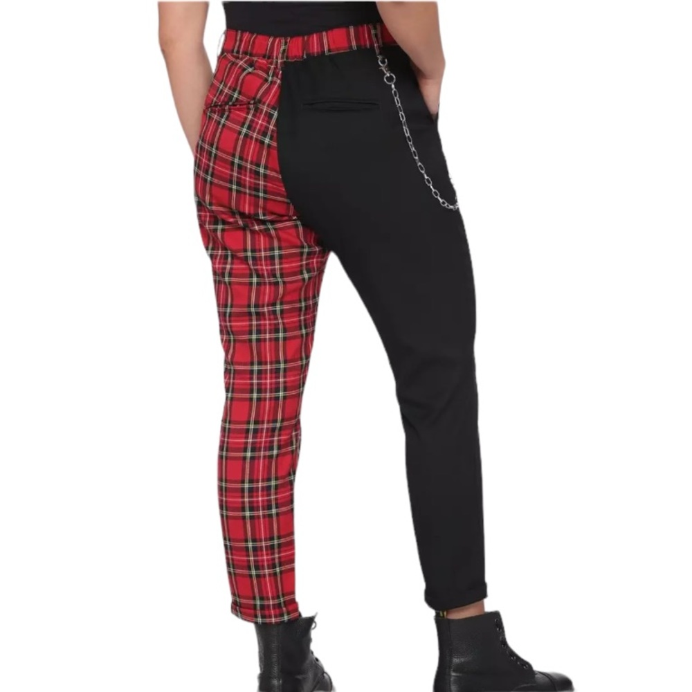 Hot Topic Split Leg Plaid High Rise Pants Size Large - Picture 2 of 9